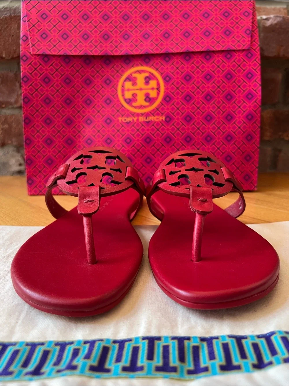 Tory Burch Tory Red Leather Miller SOFT Sandals